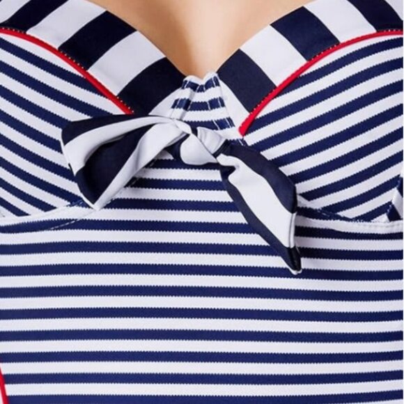 NWT -  Belsira Sexy Vintage Swimsuit Retro Look Stripes Pattern Blue White Red R - Picture 3 of 14